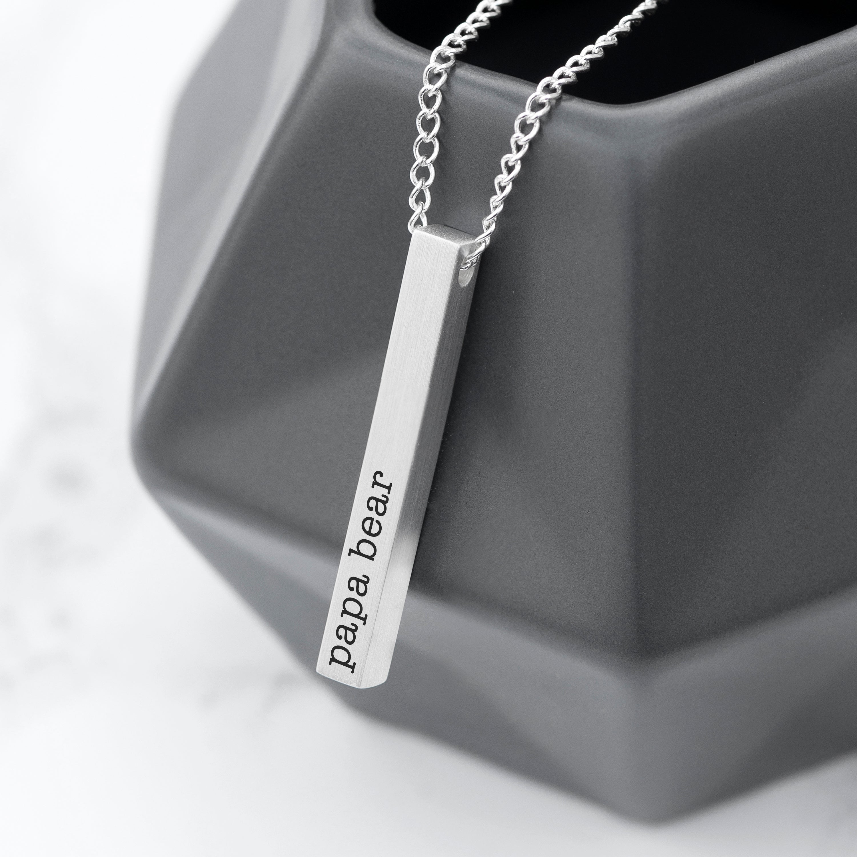 Solid silver deals bar necklace