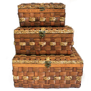 Big Set of 3 Display Chests - Wood Grass - 46x32cm - JOLIGIFT.UK