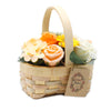 Medium Orange Bouquet in Wicker Basket - JOLIGIFT.UK