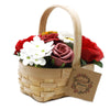 Medium Red Bouquet in Wicker Basket - JOLIGIFT.UK