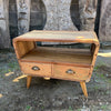 Small TV Stand with 2 Draws Round - Recycled Wood - JOLIGIFT.UK