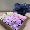 Luxury Spring Flower-Soap Bouquet  = White Roses + Pink Carnation + Lavender Hyacinth