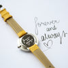 Handwriting Engraved Anaii Watch In Mellow Yellow - JOLIGIFT.UK