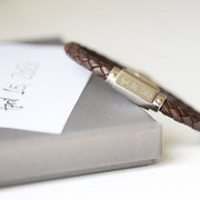 Handwriting Engraved Twisted Leather Bracelet - JOLIGIFT.UK