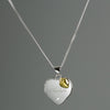 Personalised Sterling Silver Heart Locket Necklace with Diamond and 9ct Gold Charm - JOLIGIFT.UK
