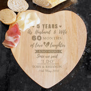 Personalised 5th Anniversary Heart Chopping Board - JOLIGIFT.UK