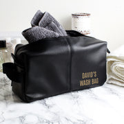 Personalised Luxury Black leatherette Wash Bag - JOLIGIFT.UK