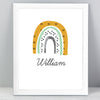 Personalised Mustard & Green Rainbow White Framed Print - JOLIGIFT.UK