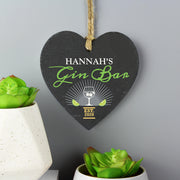 Personalised Gin Bar Slate Heart Decoration - JOLIGIFT.UK
