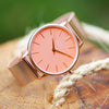 Ladies Architēct Coral - Handwriting Engraving + Rose Gold Mesh Strap - JOLIGIFT.UK