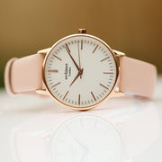 Ladies Architēct Blanc - Handwriting Engraving + Light Pink Strap - JOLIGIFT.UK