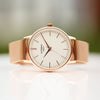 Ladies Architēct Blanc - Modern Font Engraving + Rose Gold Mesh Strap - JOLIGIFT.UK