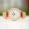 Ladies Architēct Blanc - Modern Font Engraving + Rose Gold Mesh Strap - JOLIGIFT.UK