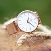 Ladies Architēct Blanc - Handwriting Engraving + Rose Gold Mesh Strap - JOLIGIFT.UK