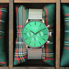 Men's Architect Motivator In Envy Green With Silver Mesh Strap - Modern Font Engraving - JOLIGIFT.UK
