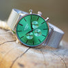 Handwriting Engraving - Men's Architect Motivator Green Face Silver Strap - JOLIGIFT.UK