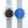 Men's Architect Motivator In Blue With Silver Mesh Strap - Modern Font Engraving - JOLIGIFT.UK