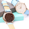 Ladies Architēct Blanc - Modern Font Engraving + Light Blue Strap - JOLIGIFT.UK