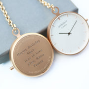 Modern Pocket Watch Rose Gold - Modern Font Engraving - JOLIGIFT.UK