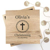 Christening Cross Oak Photo Keepsake Box with Leaf Frame - JOLIGIFT.UK