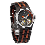 Men's Dual Wheel Automatic Ebony & Rosewood Watch - For High End Watch Collectors - JOLIGIFT.UK