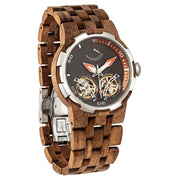 Men's Dual Wheel Automatic Walnut Wood Watch - For High End Watch Collectors - JOLIGIFT.UK
