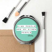 Kind People (Green) Round Compact Mirror - JOLIGIFT.UK