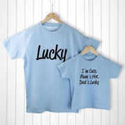 Personalised Daddy and Me Lucky Blue T-Shirts - JOLIGIFT.UK