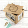 Personalised Floral Framed Couples' Midi Oak Photo Cube Keepsake Box - JOLIGIFT.UK