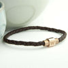 Personalised Men's Woven Leather Bracelet With Gold Clasp - JOLIGIFT.UK