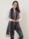 SF1132 Navy - Various Pattern Scarf With Colorful Tassels - JOLIGIFT.UK
