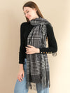 Hot * SF1255-BLK Newest Fashion Scarf Checkered With Tassel Ends - JOLIGIFT.UK