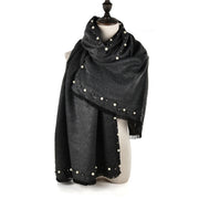 SF961 Dark Grey - Plain Pearls Supersoft Long Scarf - JOLIGIFT.UK